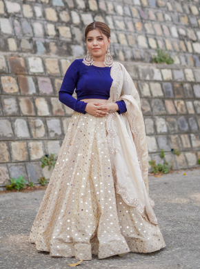 White Lehenga Bridal Outdoor Portrait